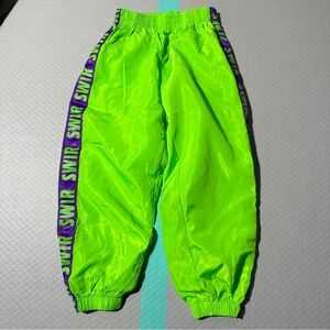 Kids Neon Green Track Pants hip hop dance